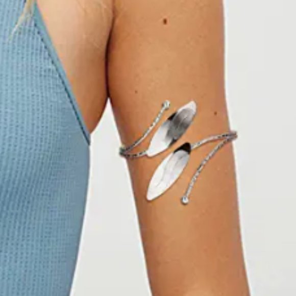 Silver Upper Arm Bracelet Cuff Armlet - Picture 5 of 6